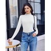 Turtleneck Tops for Women Long Sleeve Mock Neck Shirts Undershirts 3 Pack(Black/White/Tea Grey)