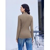 Turtleneck Tops for Women Long Sleeve Mock Neck Shirts Undershirts 3 Pack(Black/White/Tea Grey)