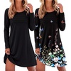 Ekouaer 2 Pack Long Sleeve Nightgown for Women Crew Neck Pleated Sleepshirt(Black/Black Butterfly)