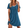 Ekouaer Nightgowns for Women Pleated Sleep Shirts Short Sleeve Night Shirts(Dog Footprints)