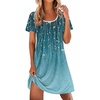 Ekouaer Nightgowns for Women Pleated Sleep Shirts Short Sleeve Night Shirts(Sparkling Branches)