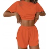 Ekouaer Womens Pajama Sets Sexy Lounge Sets Side Split Short Pj Sets(Orange)