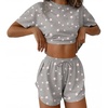 Ekouaer Womens Pajama Sets Sexy Lounge Sets Side Split Short Pj Sets(Pink Star)