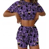 Ekouaer Womens Pajama Sets Sexy Lounge Sets Side Split Short Pj Sets(Purple Spooky Castle)