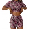 Ekouaer Womens Pajama Sets Sexy Lounge Sets Side Split Short Pj Sets(Rose Pink Black Leopard)