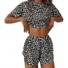 Ekouaer Womens Pajama Sets Sexy Lounge Sets Side Split Short Pj Sets(White and Black Leopard)