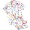 Ekouaer Womens Satin Pajama Set Silk Pj Short Sets 2 Piece Loungewear S-5XL(Colorful Bow Print)