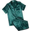 Ekouaer Womens Satin Pajama Set Silk Pj Short Sets 2 Piece Loungewear S-5XL(Dark Green)