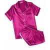 Ekouaer Womens Satin Pajama Set Silk Pj Short Sets 2 Piece Loungewear S-5XL(Hot Pink)