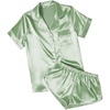 Ekouaer Womens Satin Pajama Set Silk Pj Short Sets 2 Piece Loungewear S-5XL(Ice Green)