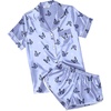 Ekouaer Womens Satin Pajama Set Silk Pj Short Sets 2 Piece Loungewear S-5XL(Light Blue Butterfly)