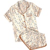 Ekouaer Womens Satin Pajama Set Silk Pj Short Sets 2 Piece Loungewear S-5XL(Light Coffee Bear Print)