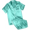 Ekouaer Womens Satin Pajama Set Silk Pj Short Sets 2 Piece Loungewear S-5XL(Peacock Blue)