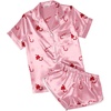 Ekouaer Womens Satin Pajama Set Silk Pj Short Sets 2 Piece Loungewear S-5XL(Pink Christmas Candy Cane)