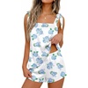 Ekouaer Womens Silk Pajama Set Bow Tie Knot Tank Top Satin Pjs Sets S-XXL(Blue Hydrangea)