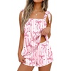 Ekouaer Womens Silk Pajama Set Bow Tie Knot Tank Top Satin Pjs Sets S-XXL(Pink Bow Stripe)