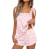 Ekouaer Womens Silk Pajama Set Bow Tie Knot Tank Top Satin Pjs Sets S-XXL(Pink Striped Bow Print)