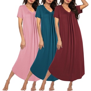 Ekouaer Long Nightgowns for Women 3 Pack House Dress Plus Size Moo Moos(Blue Green/Wine Red/Pink)