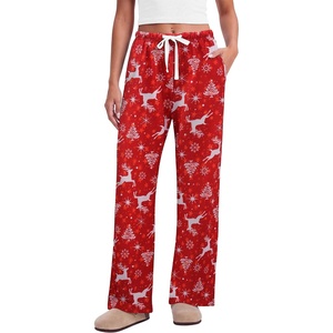 Ekouaer Pajama Pants Women 2026 Soft Pj Bottom Wide Leg Lounge Sleep Pants(Christmas Red)