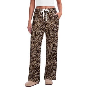 Ekouaer Pajama Pants Women 2026 Soft Pj Bottom Wide Leg Lounge Sleep Pants(Leopard)