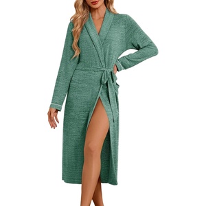 Ekouaer Robes for Women Long Knit Bathrobe Soft Lightweight Kimono Robes(Green)