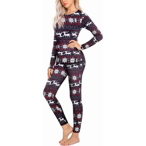 Ekouaer Thermal Underwear for Women Long Johns Sets Lightweight Base Layer(Black Deer)