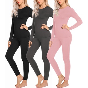 Ekouaer Thermal Underwear for Women Long Johns Sets Lightweight Base Layer(Black/Grey/Pink)