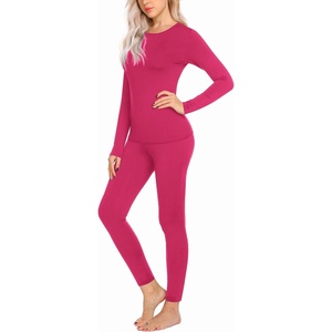 Ekouaer Thermal Underwear for Women Long Johns Sets Lightweight Base Layer(Hot Pink)