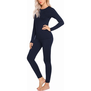 Ekouaer Thermal Underwear for Women Long Johns Sets Lightweight Base Layer(Navy Blue)