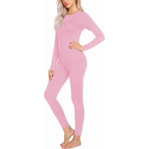 Ekouaer Thermal Underwear for Women Long Johns Sets Lightweight Base Layer(Pink)
