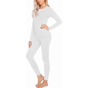 Ekouaer Thermal Underwear for Women Long Johns Sets Lightweight Base Layer(White)