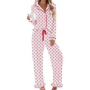 Ekouaer Womens Pajama Sets Long Sleeve Sleepwear Button Down Pjs Loungewear(White Flower)