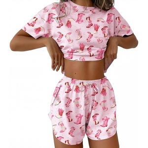 Ekouaer Womens Pajama Sets Sexy Lounge Sets Side Split Short Pj Sets(Bow-tie Boots)