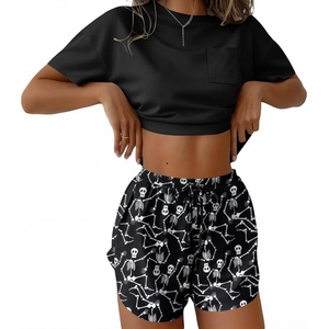 Ekouaer Womens Pajama Sets Sexy Lounge Sets Side Split Short Pj Sets(Skeletal Frame)