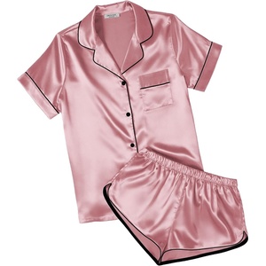Ekouaer Womens Satin Pajama Set Silk Pj Short Sets 2 Piece Loungewear S-5XL(Dark Pink)