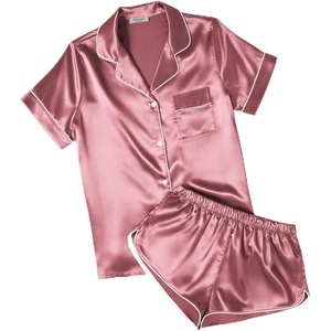 Ekouaer Womens Satin Pajama Set Silk Pj Short Sets 2 Piece Loungewear S-5XL(Dusty Rose)