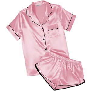 Ekouaer Womens Satin Pajama Set Silk Pj Short Sets 2 Piece Loungewear S-5XL(Pink)