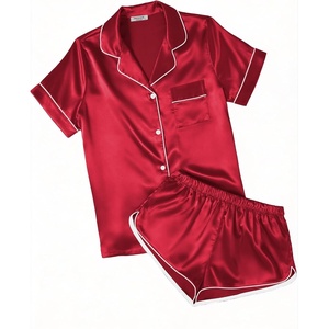 Ekouaer Womens Satin Pajama Set Silk Pj Short Sets 2 Piece Loungewear S-5XL(Red)