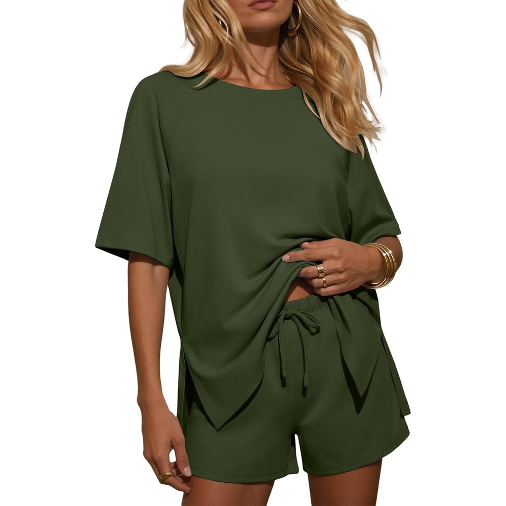 image:imageEkouaer Womens Two Piece Sets Summer Lounge Set Matching OutfitsArmy Green