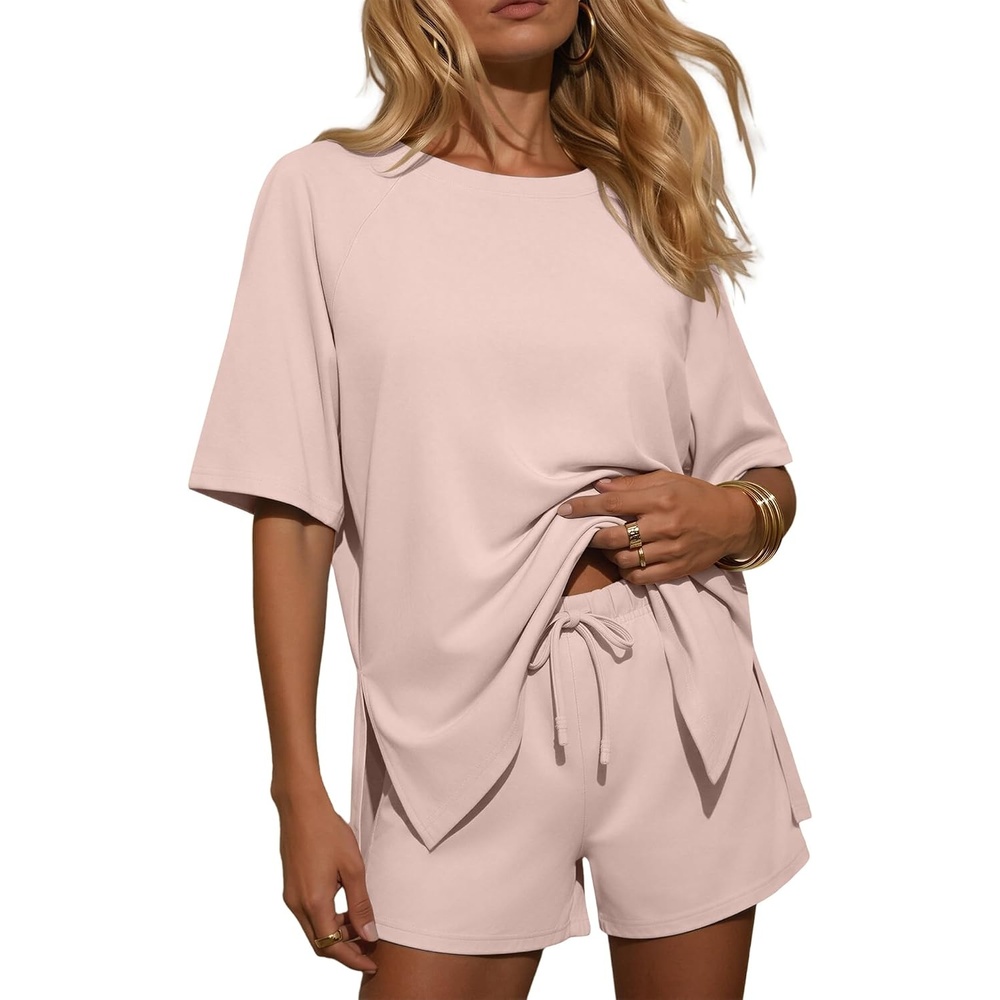 image:imageEkouaer Womens Two Piece Sets Summer Lounge Set Matching OutfitsBeige