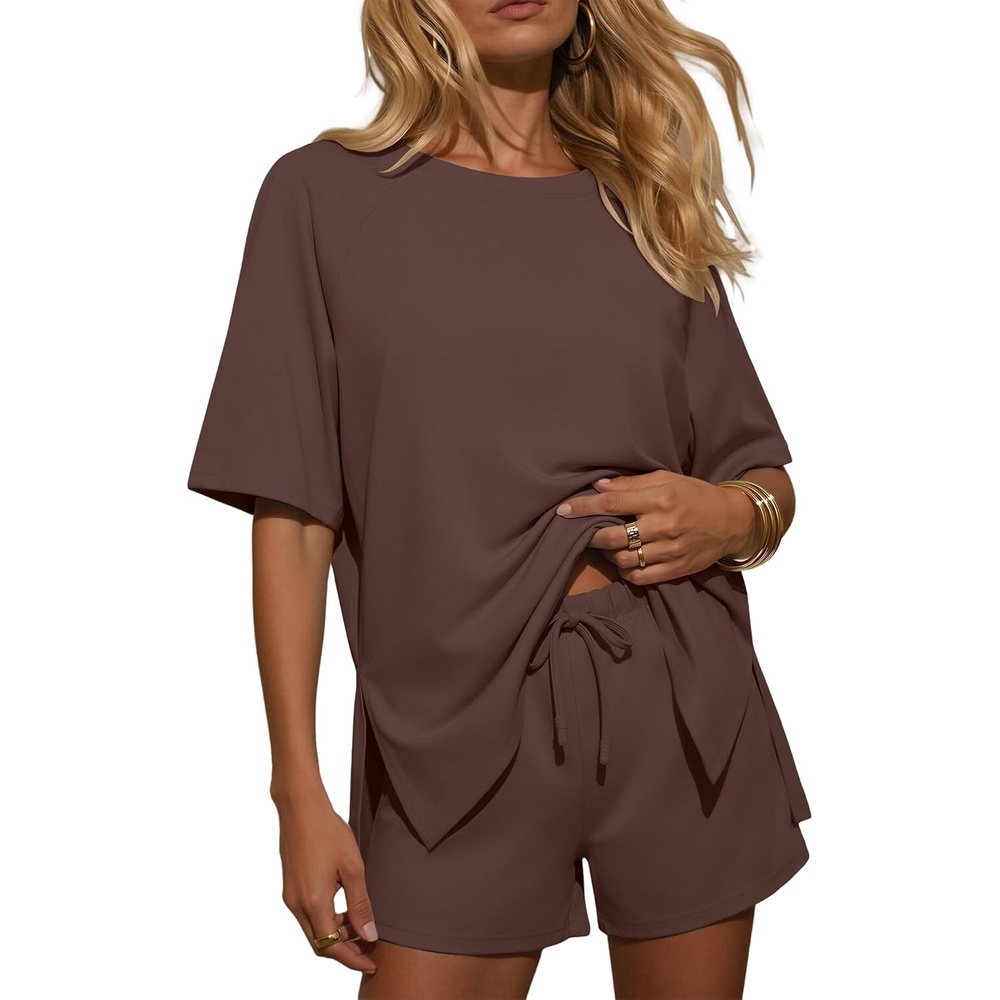 image:imageEkouaer Womens Two Piece Sets Summer Lounge Set Matching OutfitsBrown