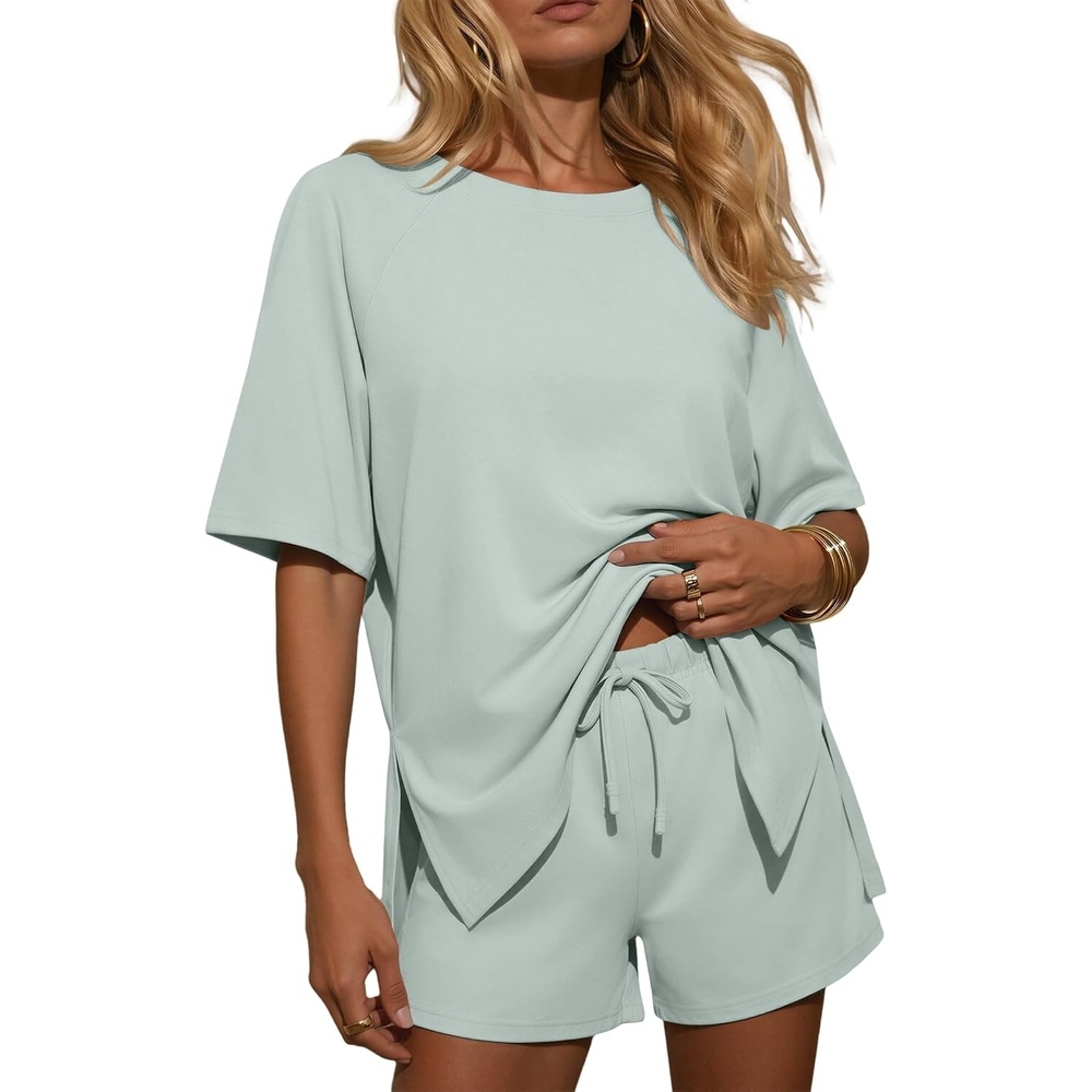 image:imageEkouaer Womens Two Piece Sets Summer Lounge Set Matching OutfitsLight Green
