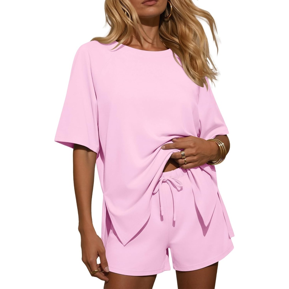 image:imageEkouaer Womens Two Piece Sets Summer Lounge Set Matching OutfitsLight Pink