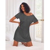 Ekouaer 3 Pack Nightgowns for Women Short Sleeve Sleepshirt Night Shirts(Black/Blue/Grey)
