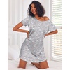 Ekouaer 3 Pack Nightgowns for Women Short Sleeve Sleepshirt Night Shirts(Black/Grey/Light Grey Coffee)