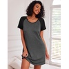 Ekouaer 3 Pack Nightgowns for Women Short Sleeve Sleepshirt Night Shirts(Black/Grey/Light Grey Coffee)