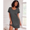 Ekouaer 3 Pack Nightgowns for Women Short Sleeve Sleepshirt Night Shirts(Black/Grey/Light Grey Stripe)