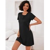 Ekouaer 3 Pack Nightgowns for Women Short Sleeve Sleepshirt Night Shirts(Black/Grey/Pink)