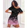 Ekouaer 3 Pack Nightgowns for Women Short Sleeve Sleepshirt Night Shirts(Black/Grey/Pink Cherry Blossoms)
