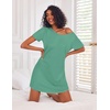 Ekouaer 3 Pack Nightgowns for Women Short Sleeve Sleepshirt Night Shirts(Black/Peach Red/Celadon Green)